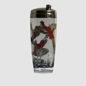 VINTAGE Hazel Atlas Pheasant Cocktail Shaker With Chrome Lid and Screw Cap